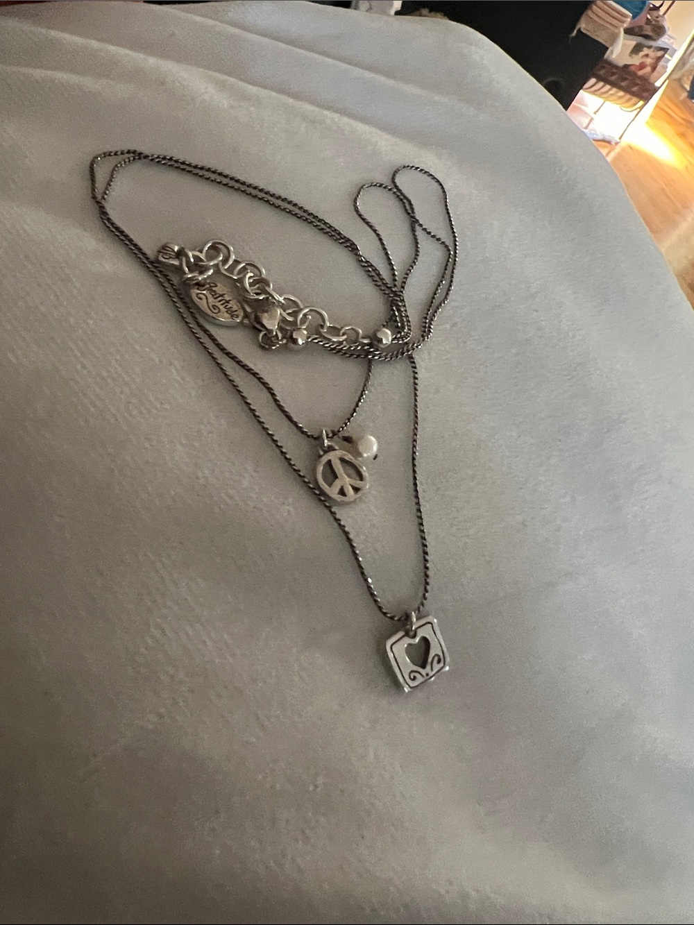 Brighton Silver Layered Peace Heart Pendant Necklace